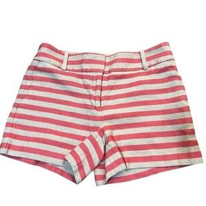 LOFT Cream and Pink Striped Bermuda Shorts Size 2